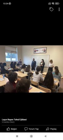 Laçın Rayon Təhsil Şöbəsinin müdiri Nicat Həsənov Xəzər rayonunun Mərdəkan qəsəbəsində Süleyman Rüstəm adına xarici dillər təmayüllü gimnaziyanın həyətində yerləşən rayonun 32 nömrəli tam orta məktəbində olub.