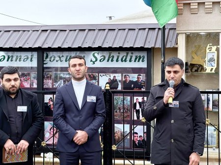  Kəlbəcərdən olan Şəhid Tağızadə Cahangir Qurban oğlunun xatirəsini əbədiləşdirmək məqsədilə inşa edilmiş bulaq kompleksinin və şəhidin foto-güşəsi əks edilmiş abidə kompleksinin açılışı olub