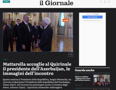 İlham Əliyevin Romaya səfəri İtaliya mediasında