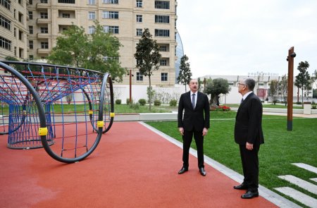 Prezident Bakıda yeni salınan parkda - FOTOLAR