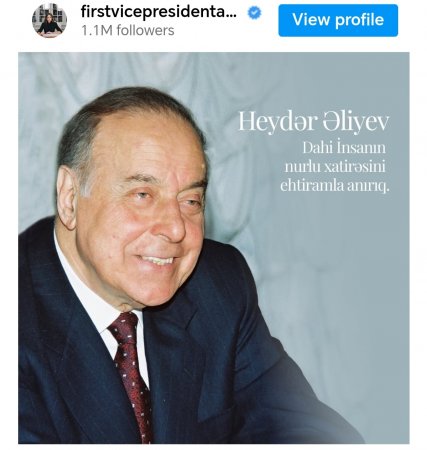 Mehriban Əliyeva Ümummilli Liderlə bağlı PAYLAŞIM ETDİ