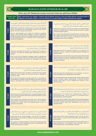 Ramazan təqvimi və gündəlik DUALARI