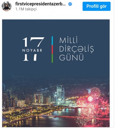 Mehriban Əliyevadan Milli Dirçəliş Günü PAYLAŞIMI