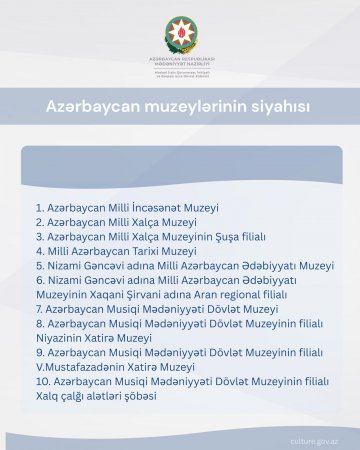 Mayın 18-i muzeylərə pulsuz gedə bilərsiniz
