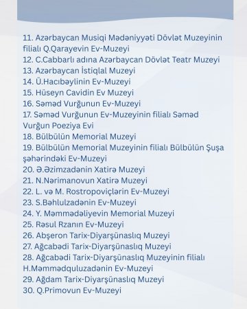 Mayın 18-i muzeylərə pulsuz gedə bilərsiniz